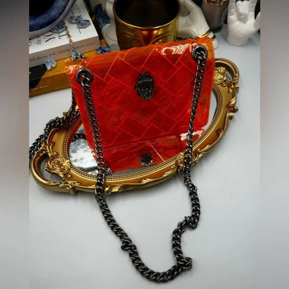 🆕 KURT GEIGER LONDON 🧿 NWOT Mini Kensington Crossbody Bag, Transparent Orange - Picture 4 of 15